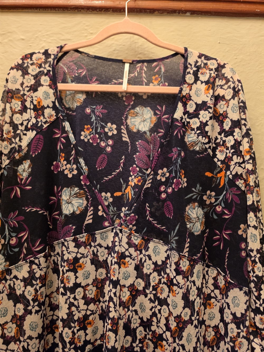 Free People Floral Patchwork Tiered Babydoll Tunic Dress Oversized Boho - Picture 4 of 9